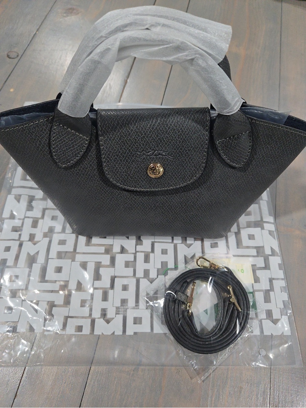 Longchamp small gray purse Tote Bag leather epure - Picture 5 of 5